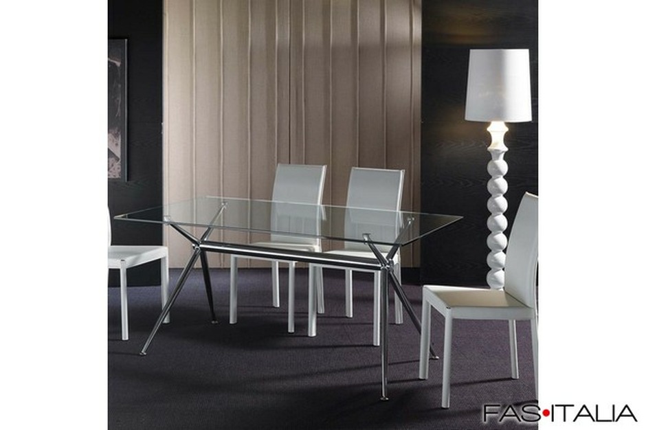 Tavolo in vetro 140x80 con struttura in acciaio