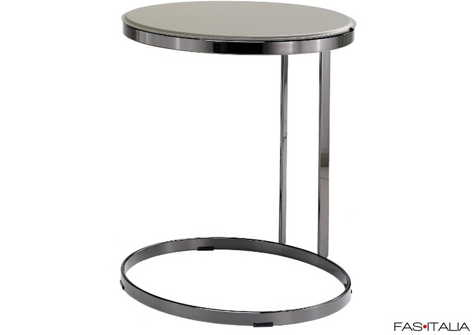 Tavolino da caffè con piano in cuoio Ø 50 cm H60