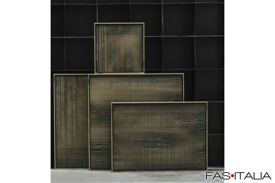 Quadri in legno scolpito con finiture metalliche