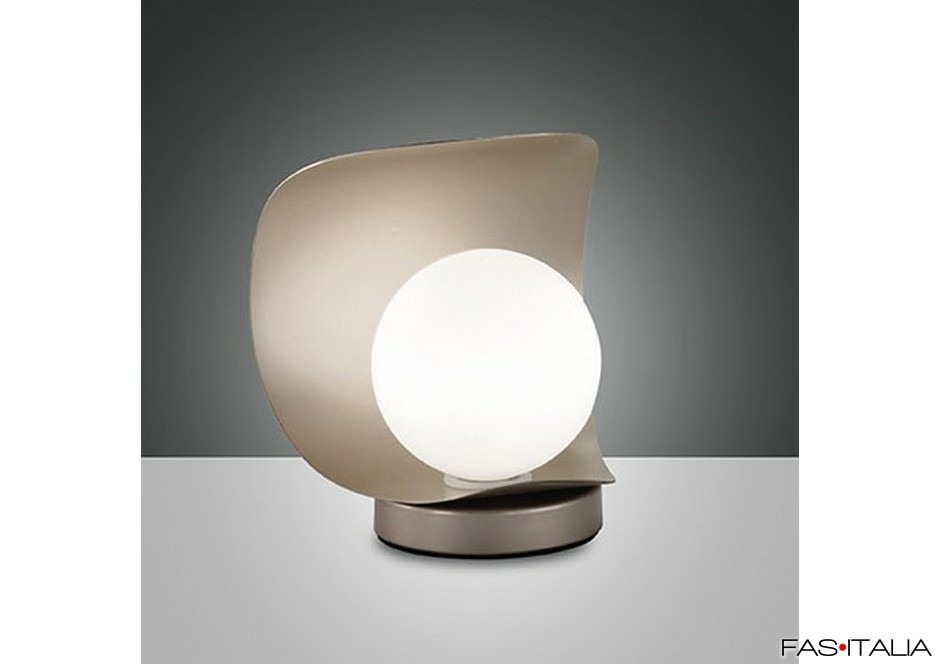 Lampada oro opaco in metallo e vetro soffiato