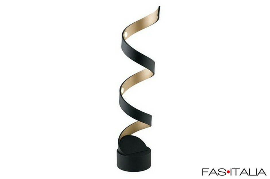 Abat-jour in alluminio nera e oro a spirale