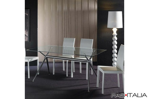 Tavolo in vetro 140x80 con struttura in acciaio