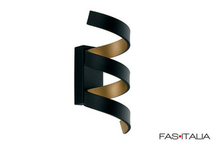 Applique in alluminio nera e oro a spirale